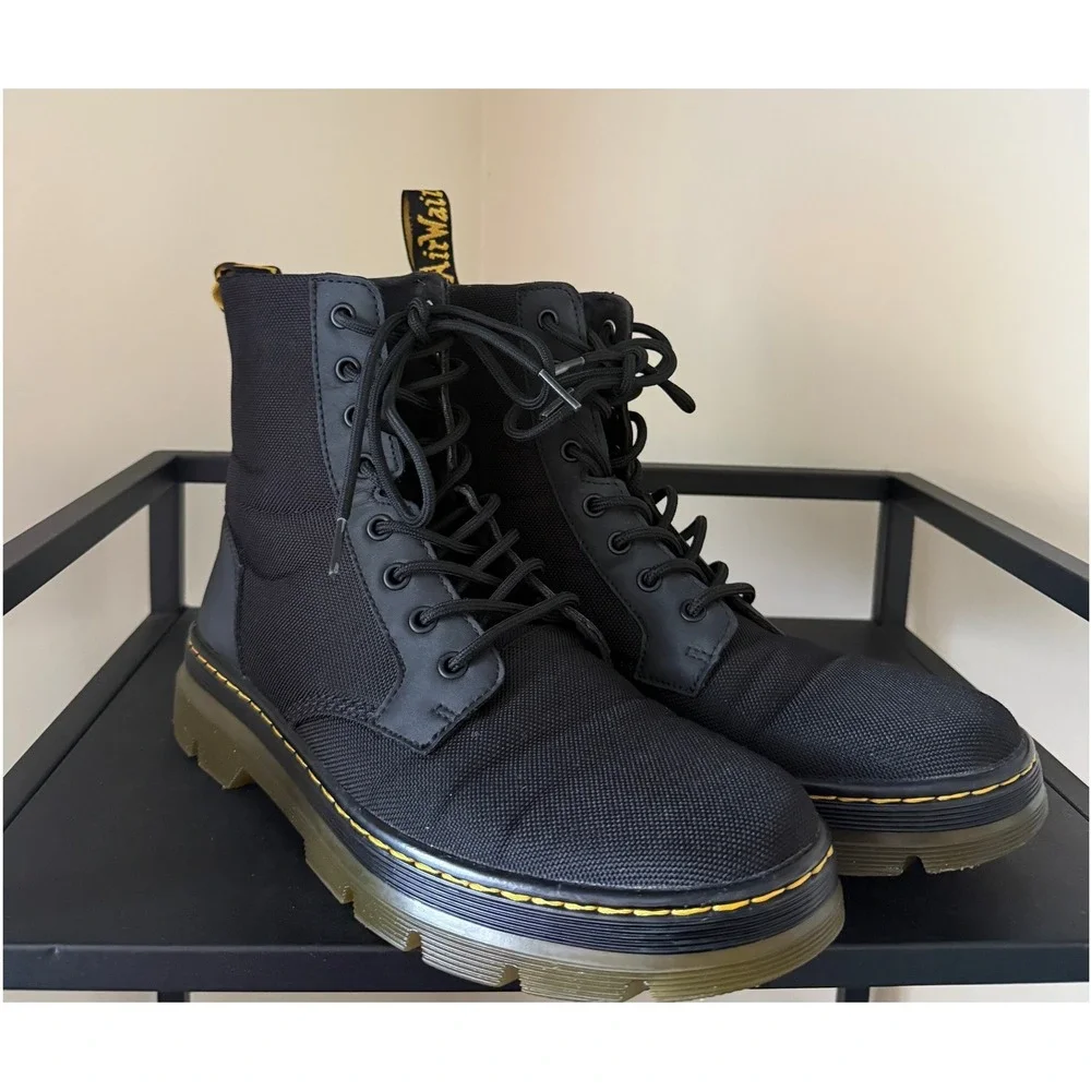 Dr. Martens Combs Combat Boots Extra Tough Poly Rubbery Black Mens 10 Women 11